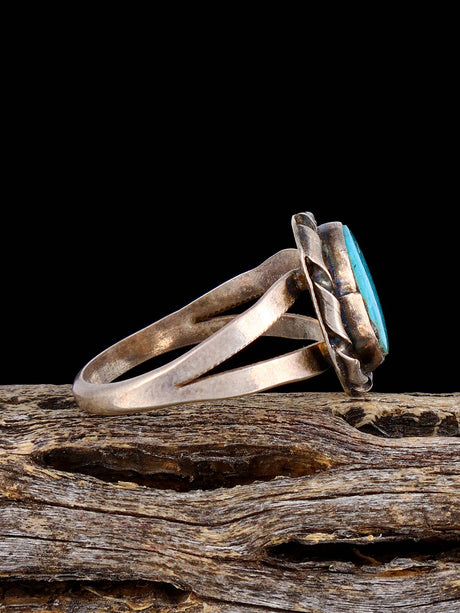 Vintage Native Turquoise Sterling Silver Ring, Size 9 - PuebloDirect.com