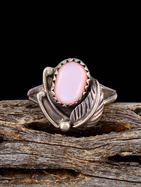 Vintage Native Pink Shell Sterling Silver Ring, Size 7 1/4 - PuebloDirect.com