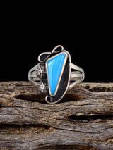 Vintage Native Turquoise Sterling Silver Ring, Size 6 3/4 - PuebloDirect.com