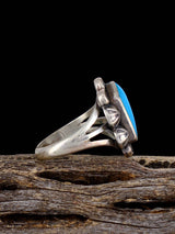 Vintage Native Turquoise Sterling Silver Ring, Size 6 3/4 - PuebloDirect.com