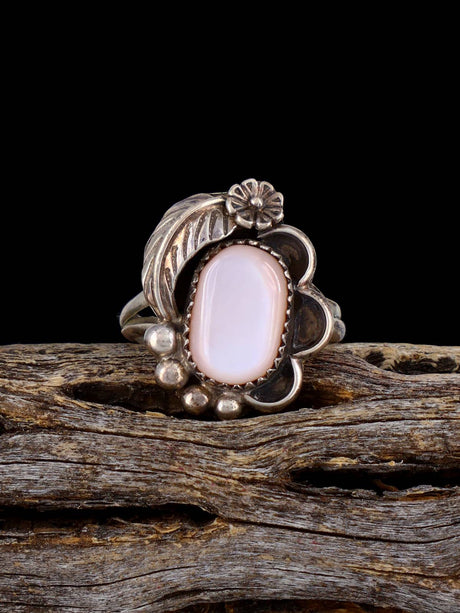 Vintage Native Pink Shell Sterling Silver Ring, Size 4 3/4 - PuebloDirect.com
