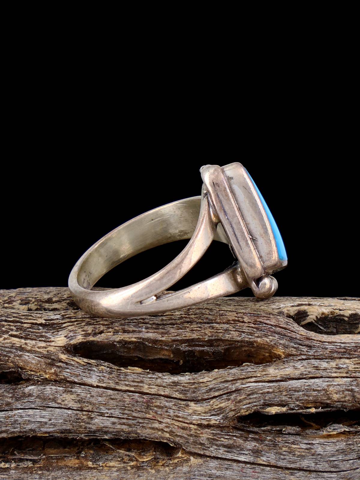 Estate Native Turquoise Sterling Silver Ring, Size 5 - PuebloDirect.com