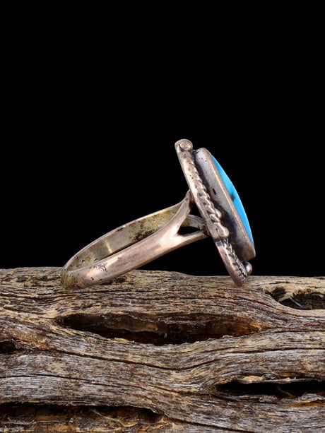 Vintage Native Sterling Silver Turquoise Ring, Size 4 3/4 - PuebloDirect.com