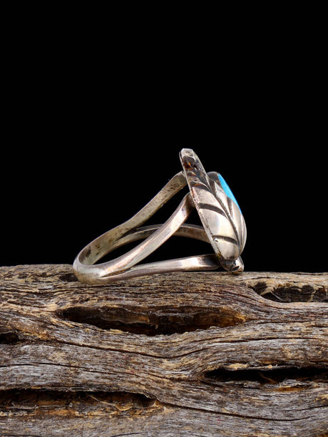 Vintage Native Turquoise Sterling Silver Ring, Size 5 3/4 - PuebloDirect.com