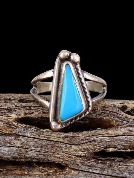 Estate Native Turquoise Sterling Silver Ring, Size 4 3/4 - PuebloDirect.com