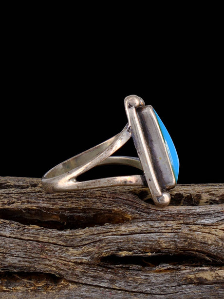 Estate Native Turquoise Sterling Silver Ring, Size 4 3/4 - PuebloDirect.com