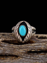 Estate Native Sterling Silver Turquoise Ring, Size 4 - PuebloDirect.com