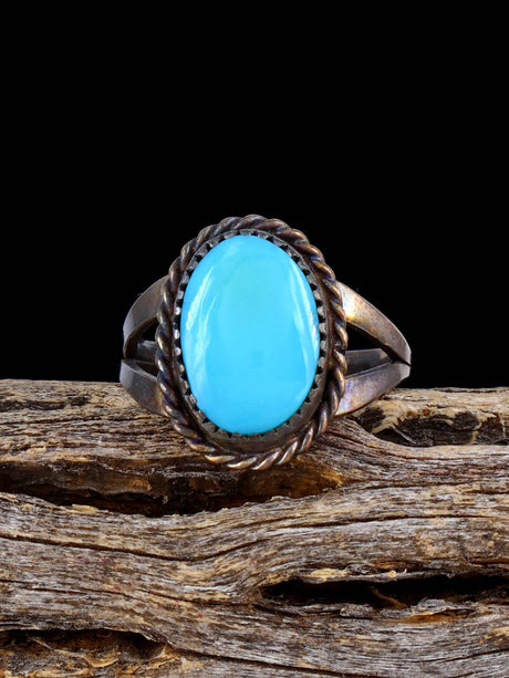 Estate Native Turquoise Sterling Silver Ring, Size 5 - PuebloDirect.com