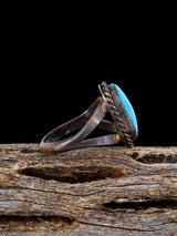 Estate Native Turquoise Sterling Silver Ring, Size 5 - PuebloDirect.com