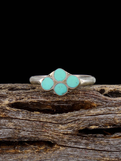 Vintage Native Sterling Silver Turquoise Ring, Size 5 1/4 - PuebloDirect.com