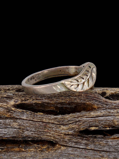 Vintage Native Sterling Silver Feather Ring, Size 6 3/4 - PuebloDirect.com