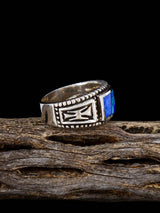Navajo Opalite and Lapis Inlay Ring Size 9 1/2