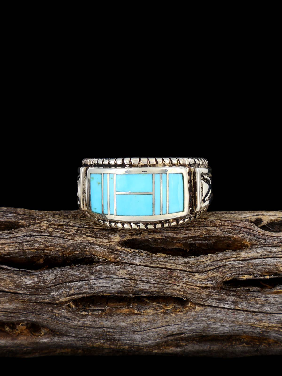 Navajo Turquoise Mosaic Inlay Ring Size 8 1/2