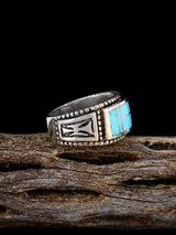 Navajo Turquoise Mosaic Inlay Ring Size 8 1/2