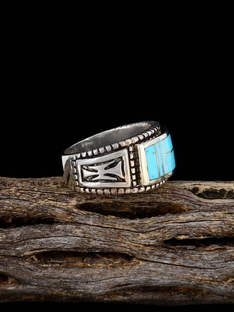 Navajo Turquoise Mosaic Inlay Ring Size 8 1/2