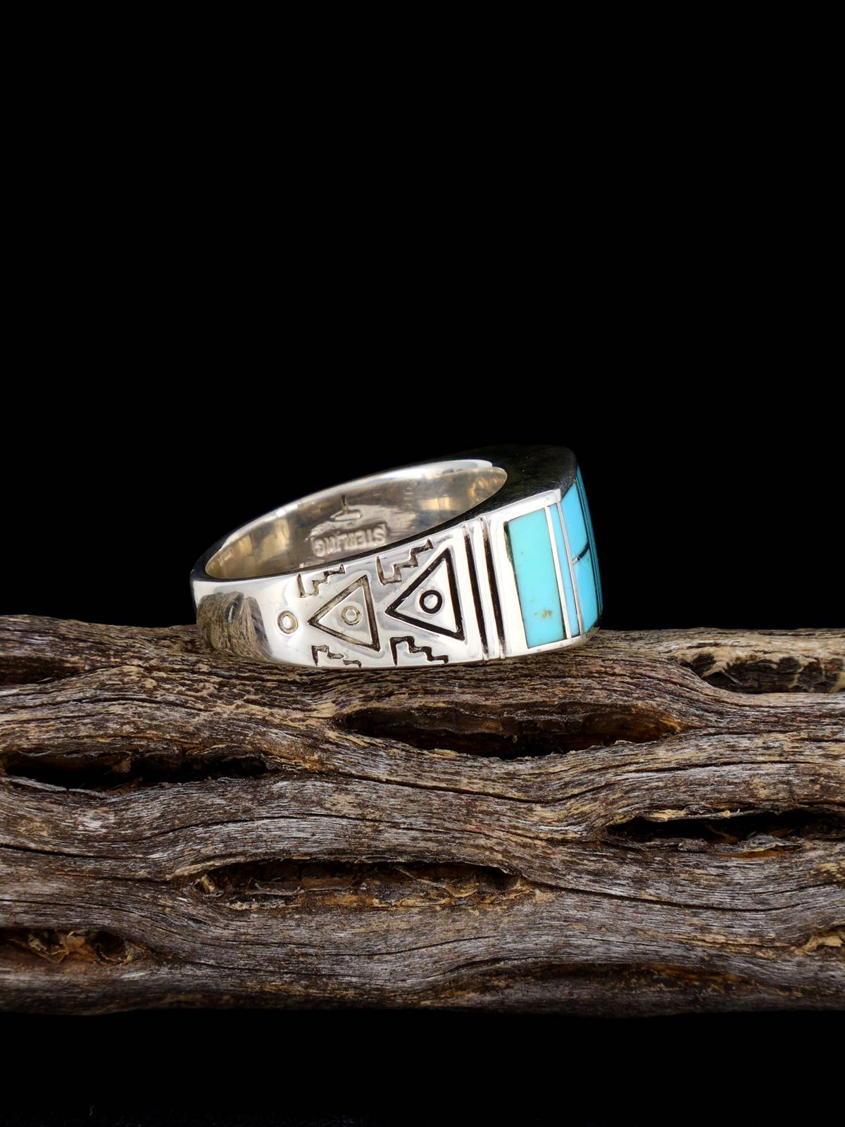 Navajo Turquoise Inlay Ring, Size 10 1/2