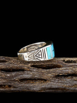 Navajo Turquoise Inlay Ring, Size 10 1/2