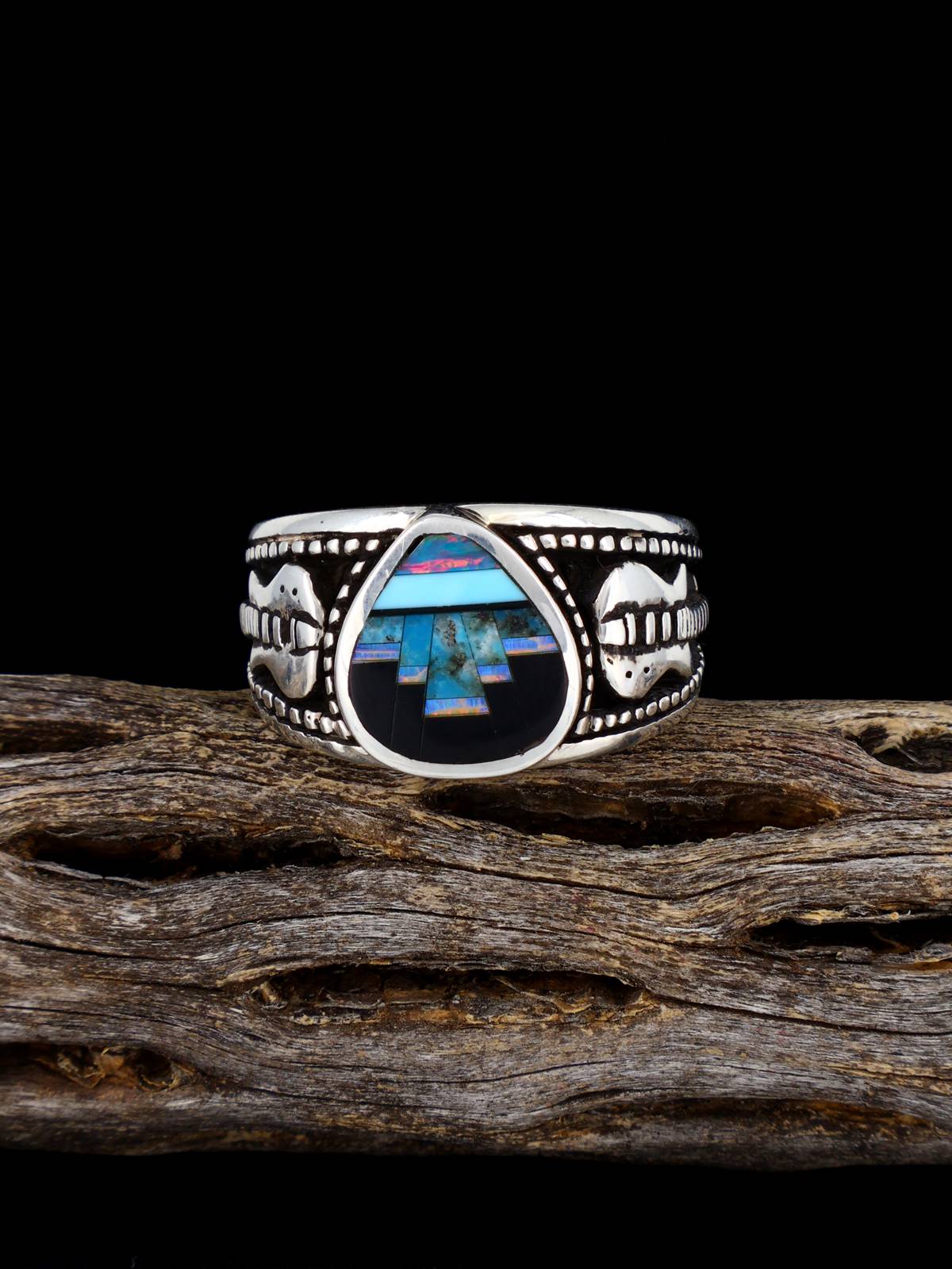 Navajo Mosaic Inlay Guitar Ring Size 11 1/2