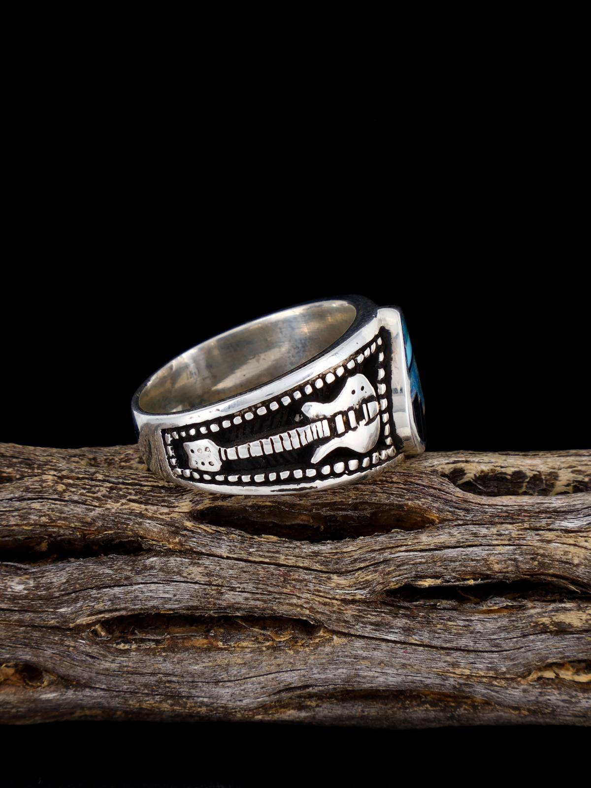 Navajo Mosaic Inlay Guitar Ring Size 11 1/2