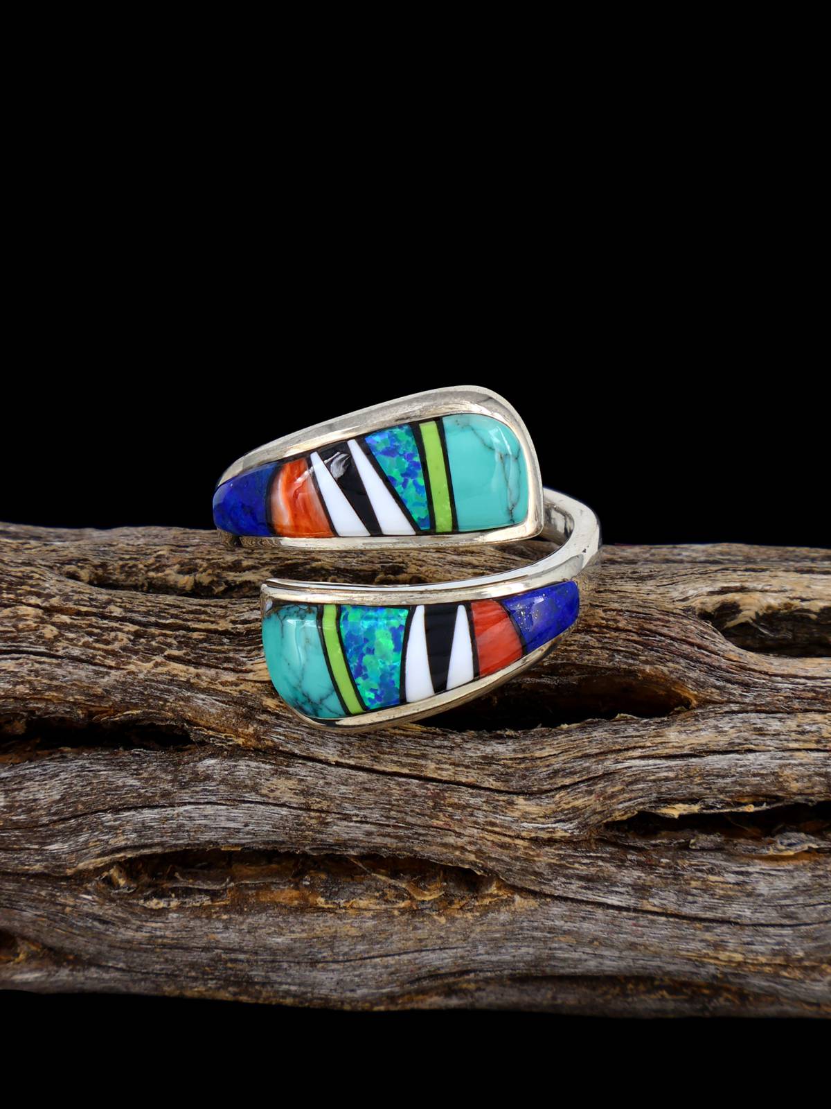 Adjustable Multistone Inlay Ring, Size 7+
