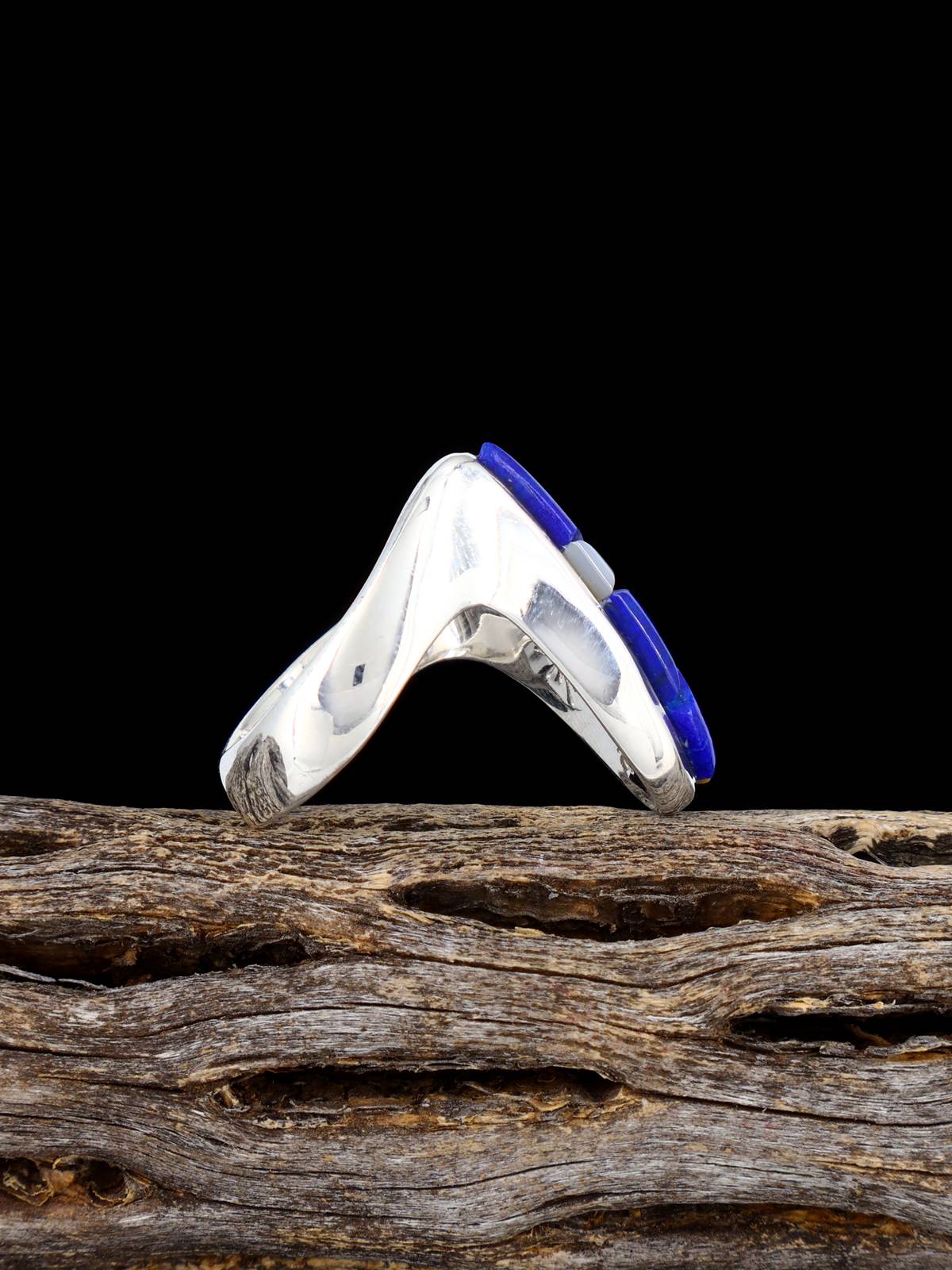 Navajo Lapis and Mother of Pearl Inlay Ring Size 8 1/2