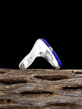 Navajo Lapis and Mother of Pearl Inlay Ring Size 8 1/2