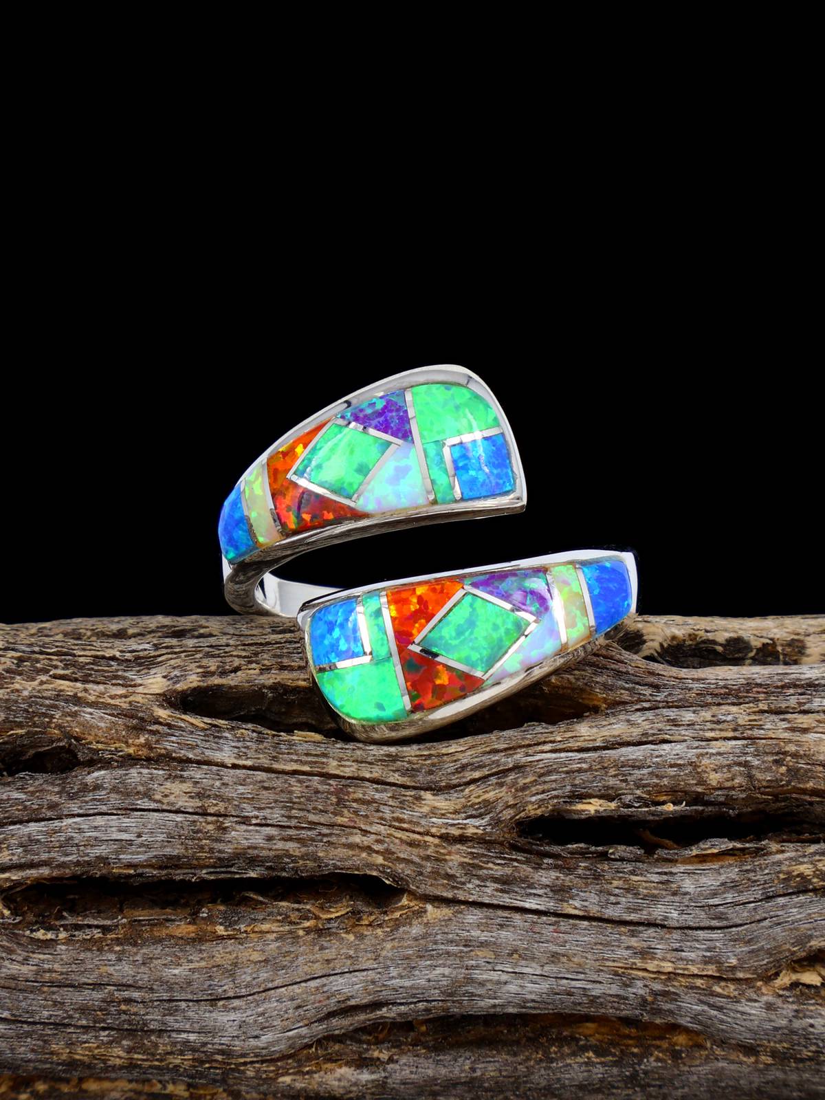 Adjustable Opalite Inlay Ring, Size 7+