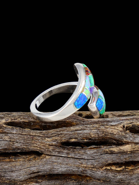 Adjustable Opalite Inlay Ring, Size 7+