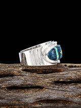 Navajo Turquoise and Opalite Inlay Ring Size 8