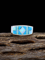 Navajo Turquoise and Opalite Inlay Ring Size 9 1/2