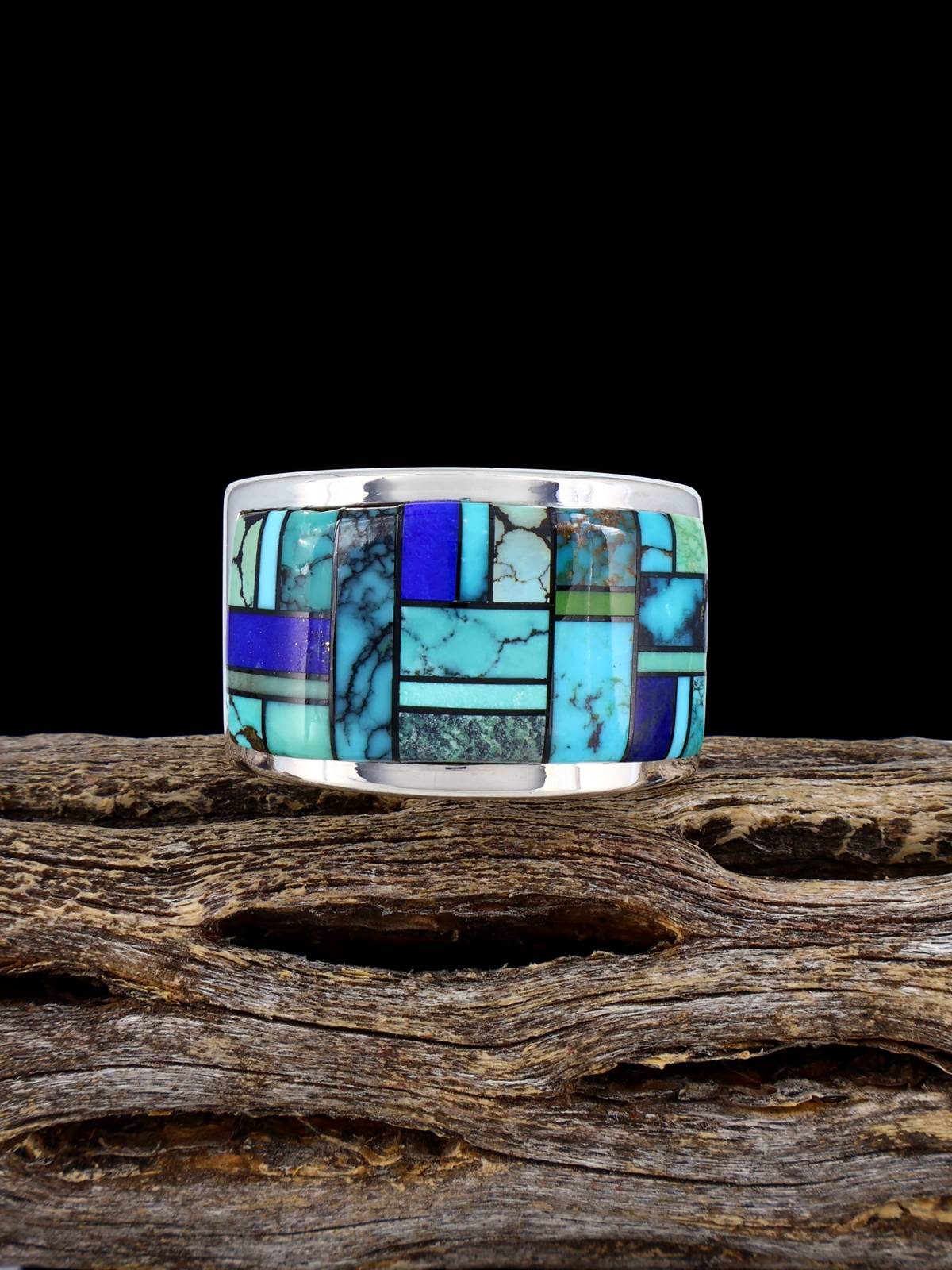 Navajo Turquoise and Lapis Inlay Ring Size 10
