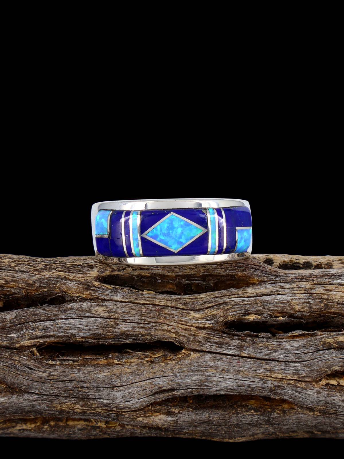 Navajo Opalite and Lapis Inlay Ring Size 11 1/2