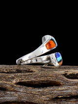 Adjustable Lapis and Spiny Oyster Inlay Ring, Size 7+