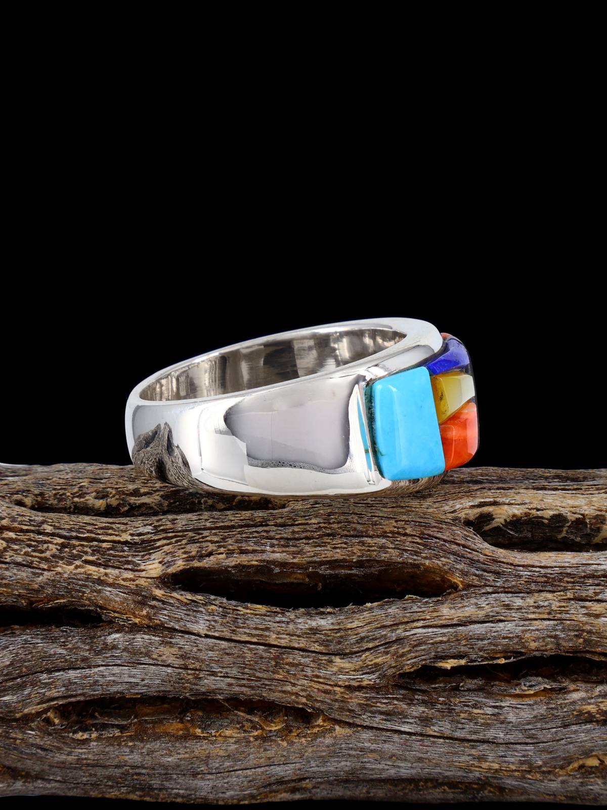 Bague incrustée de turquoise et de lapis, taille 9 1/2