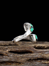 Adjustable Black Jade and Opalite Inlay Ring, Size 7+