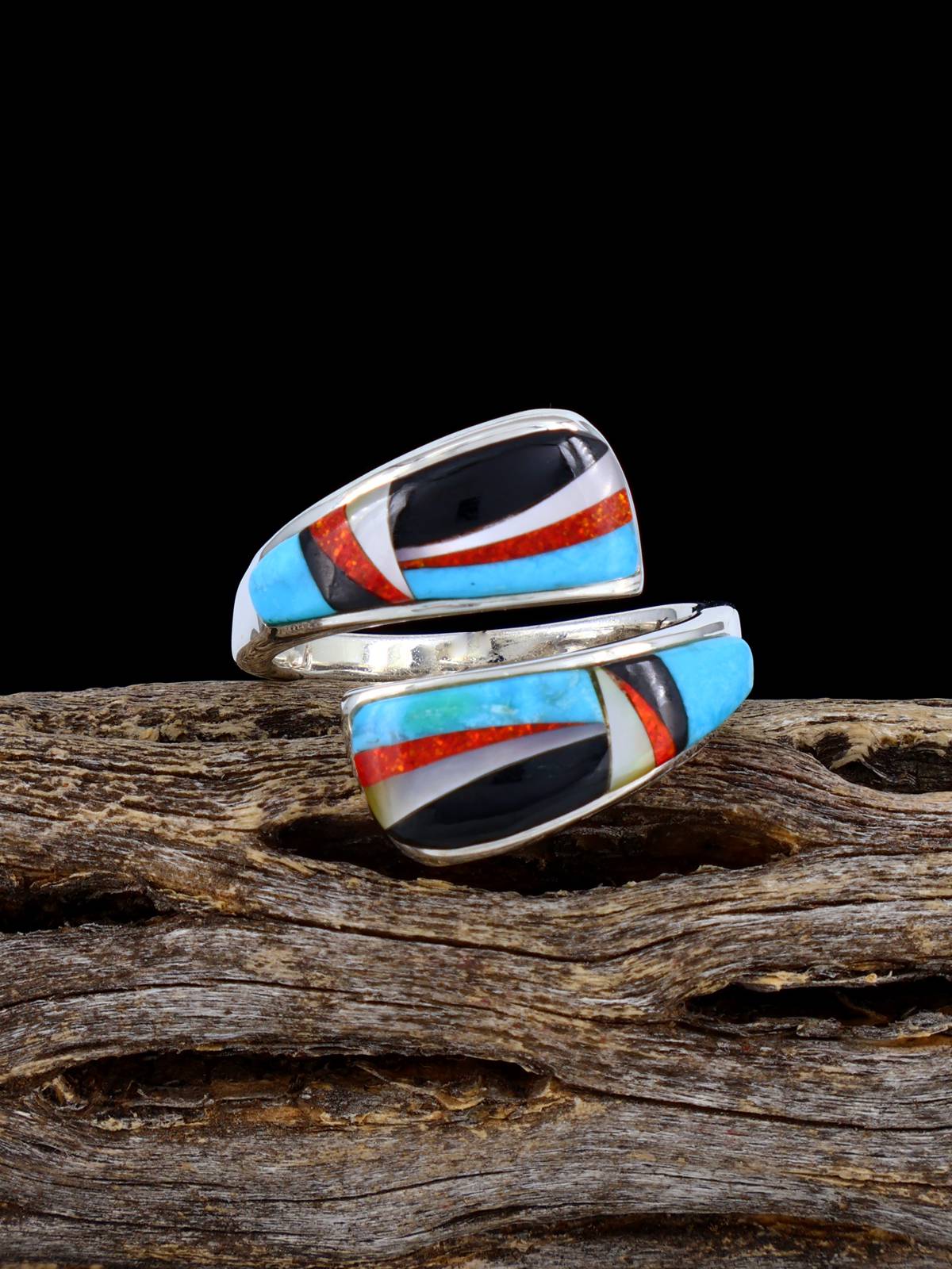 Adjustable Multistone Inlay Ring, Size 7+