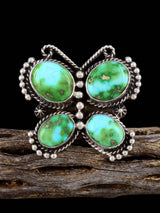 Navajo Sonoran Gold Turquoise Butterfly Sterling Silver Ring, Size 7