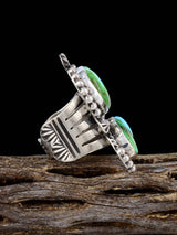 Navajo Sonoran Gold Turquoise Butterfly Sterling Silver Ring, Size 7