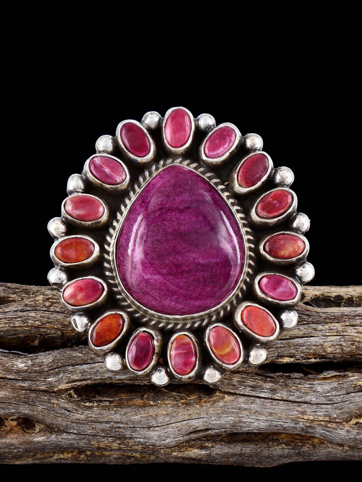 Navajo Spiny Oyster Cluster Ring, Size 7 3/4