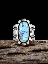 Navajo Sterling Silver Golden Hill Turquoise Ring, Size 8 3/4