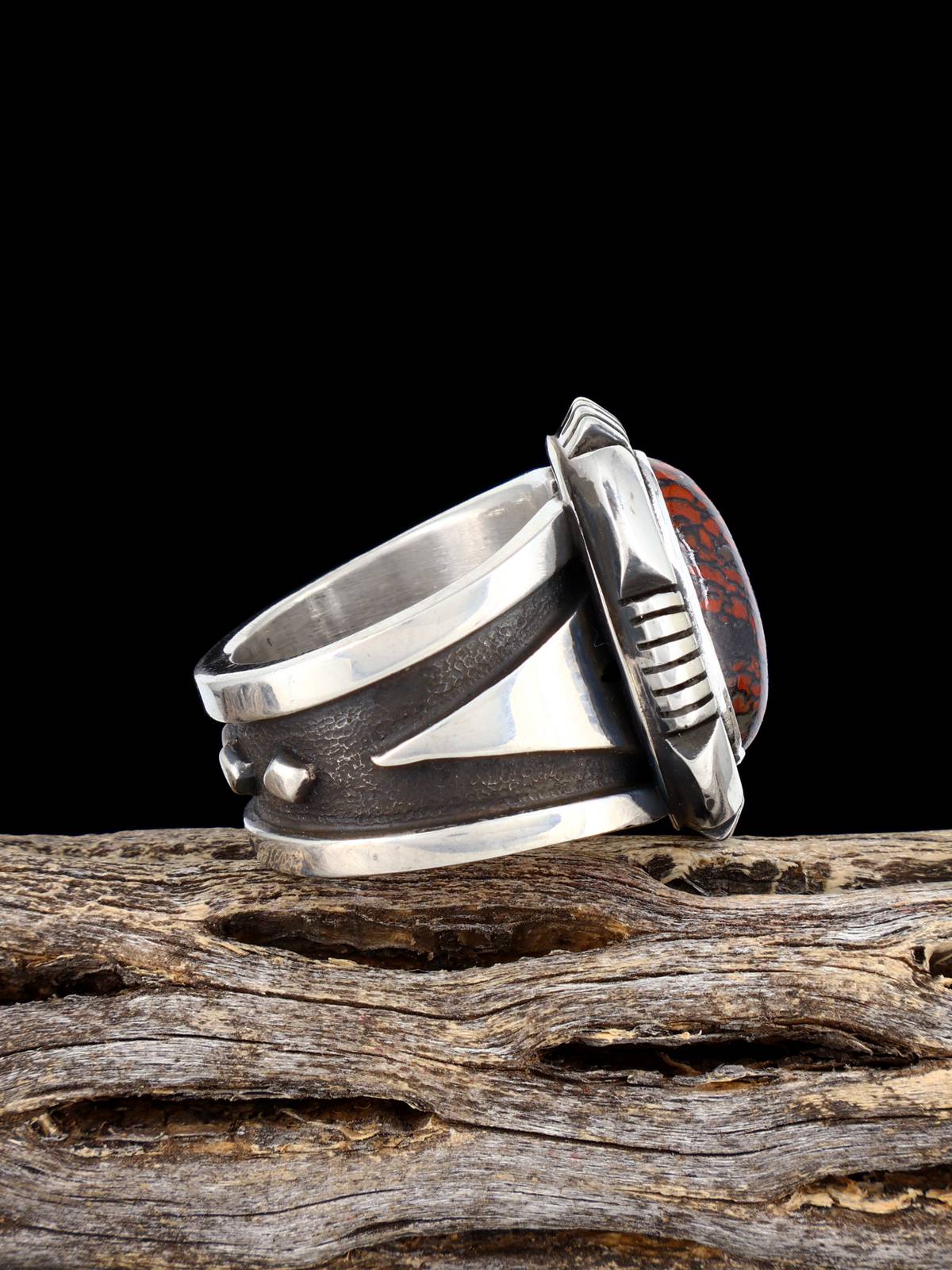 Navajo Sterling Silver Dinosaur Bone Ring, Size 9
