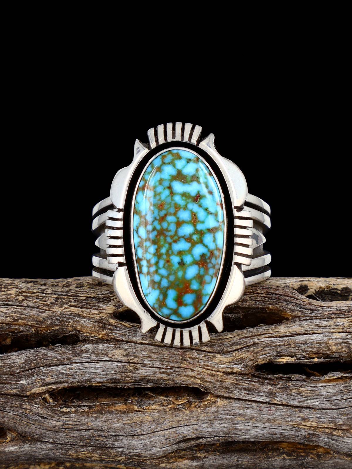 Navajo Sterling Silver Kingman Turquoise Ring, Size 10