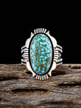 Navajo Sterling Silver Kingman Turquoise Ring, Size 10