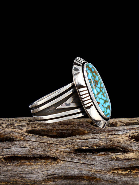 Navajo Sterling Silver Kingman Turquoise Ring, Size 10