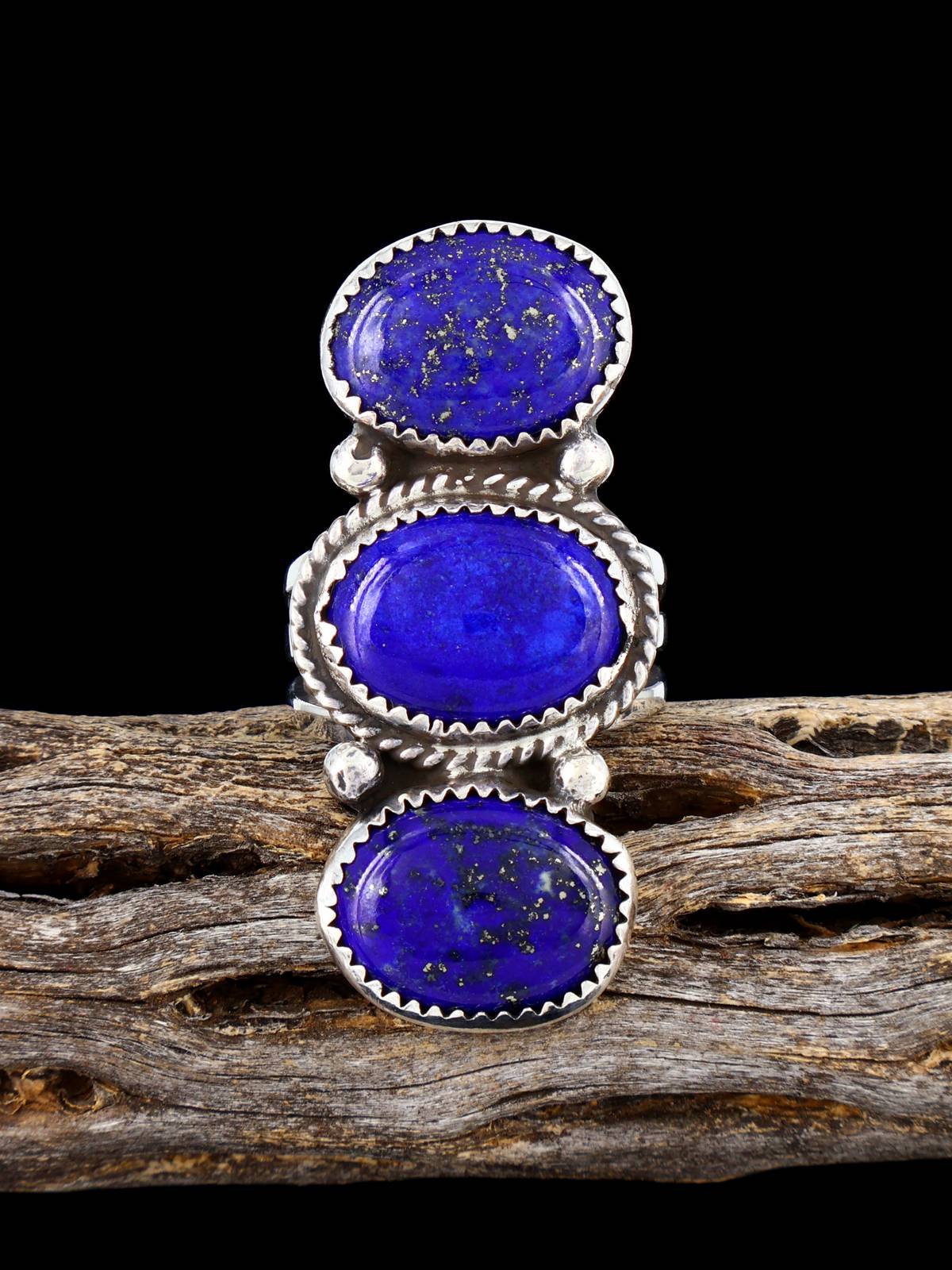 Navajo Lapis Sterling Silver Ring, Size 8 1/2