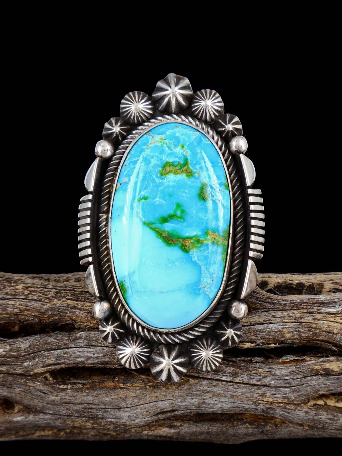 Navajo Sonoran Gold Turquoise Ring, Size 8 1/4