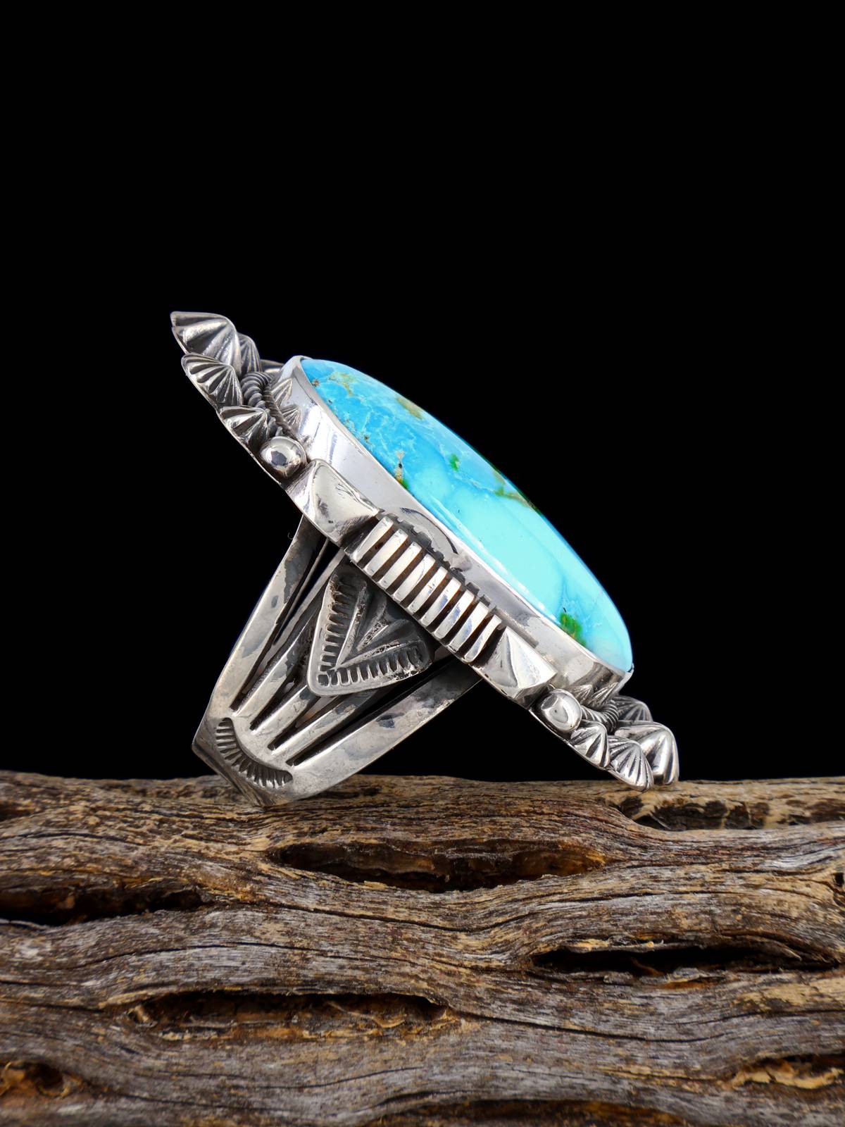 Navajo Sonoran Gold Turquoise Ring, Size 8 1/4