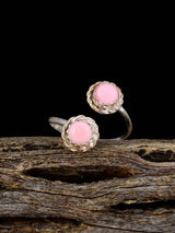 Anillo de plata de ley con caracola rosa nativa americana, ajustable