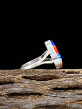 Navajo Spiny Oyster Inlay Ring, Size 8 1/2