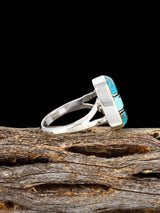 Navajo Turquoise and Opalite Inlay Ring, Size 6